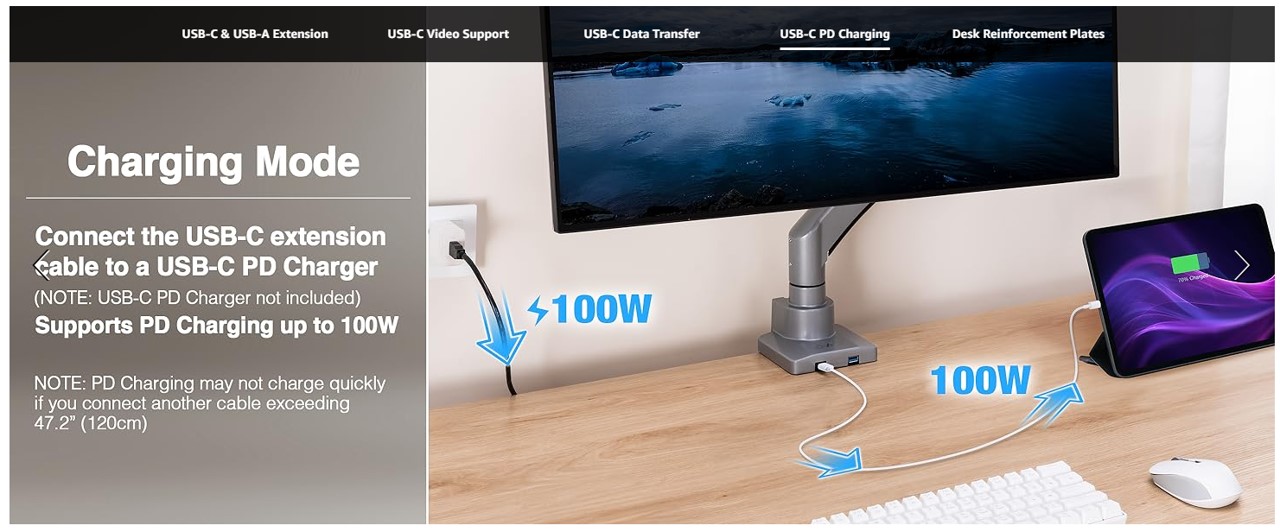 AVLT モニターアーム 1画面シングル 17〜57インチ対応 USB-A・C AVLT モニターアーム 1画面シングル 17-57インチ対応 USB-C ＆ USB-A