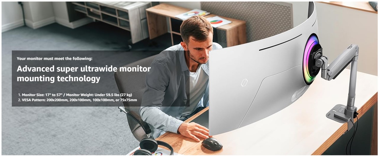 AVLT モニターアーム 1画面シングル 17〜57インチ対応 USB-A・C AVLT Single 17