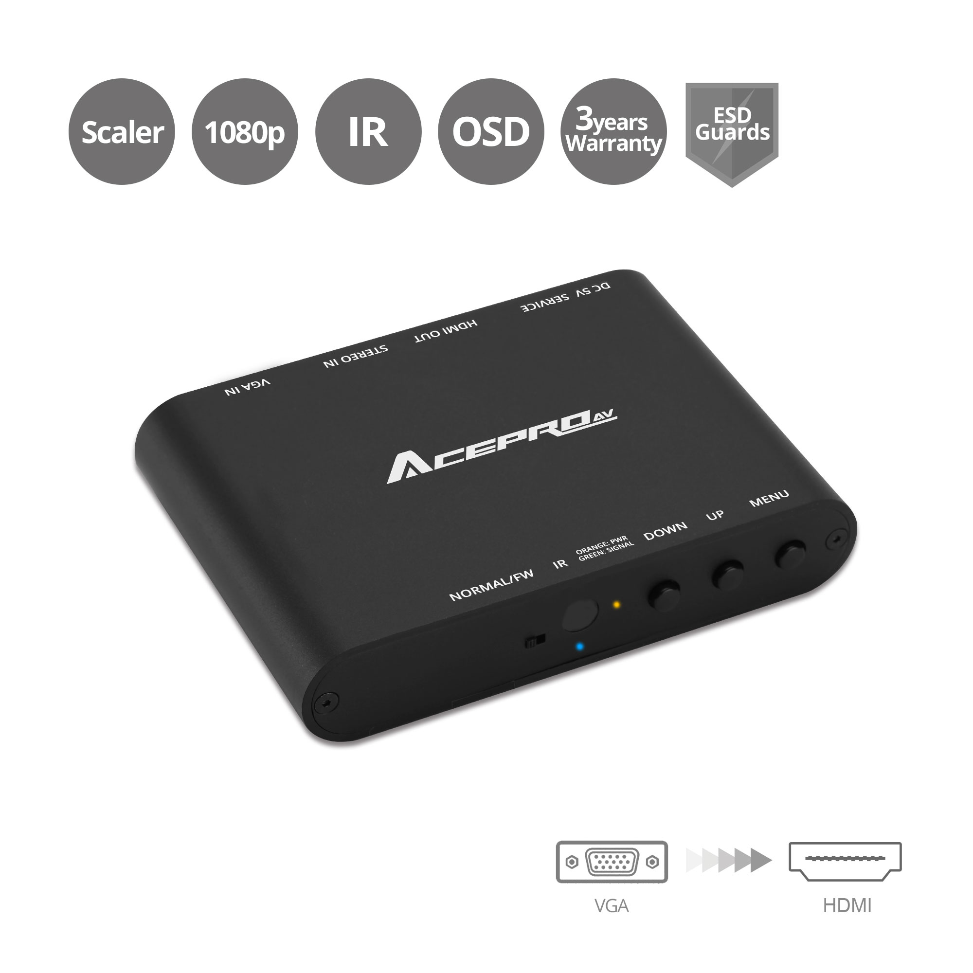 AcePro VGA & Audio to HDMI Scaler Converter AVLT® Found by AVLAB