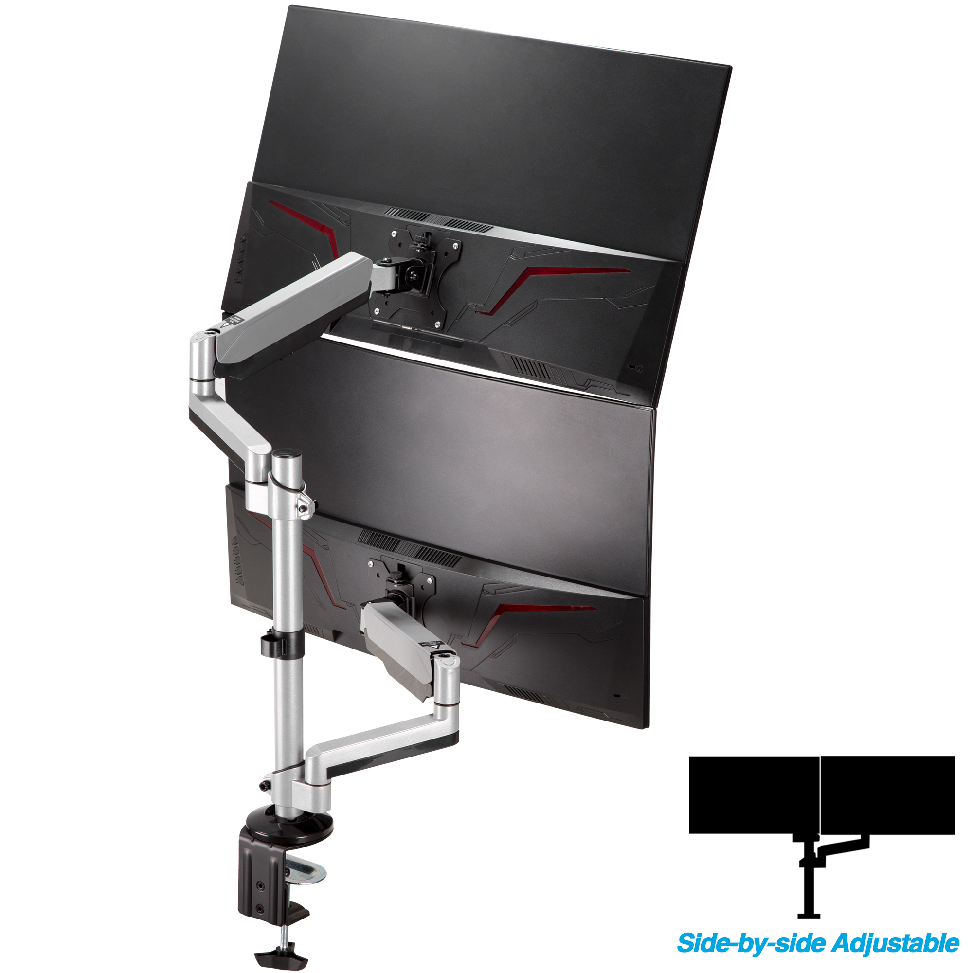 AVLT Dual 17-32 Stacked Monitor Arm Desk Mount fits Two Flat/Curved  Monitor Full Motion Height Swivel Tilt Rotation Adjustable Monitor Arm -  Extra Tall/VESA/C-Clamp/Grommet, AVLT®