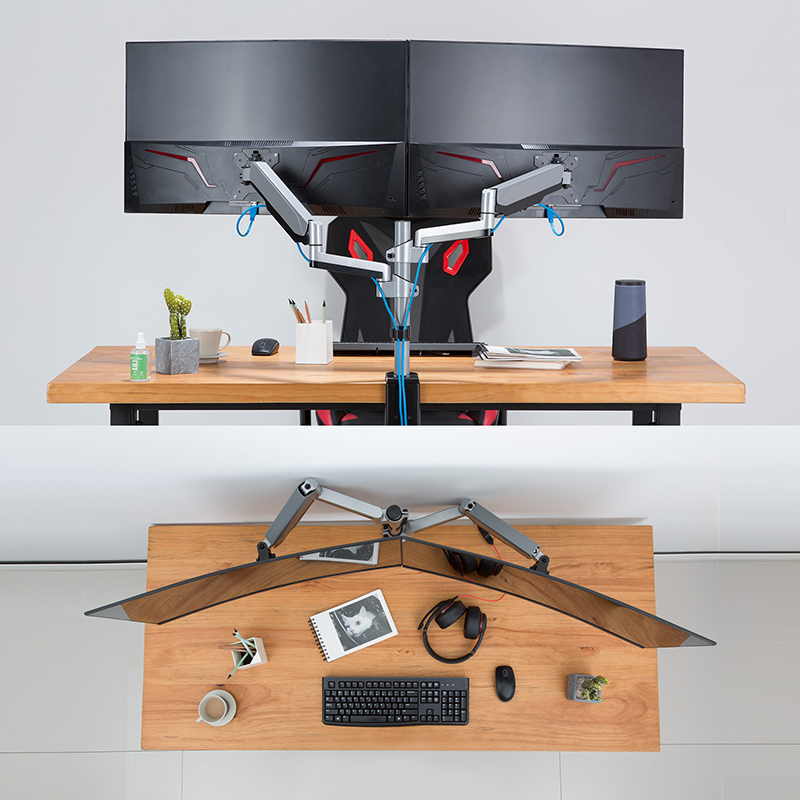 AVLT Dual Stackable 27-inch Monitor Desk Mount - Long Pole | AVLT 