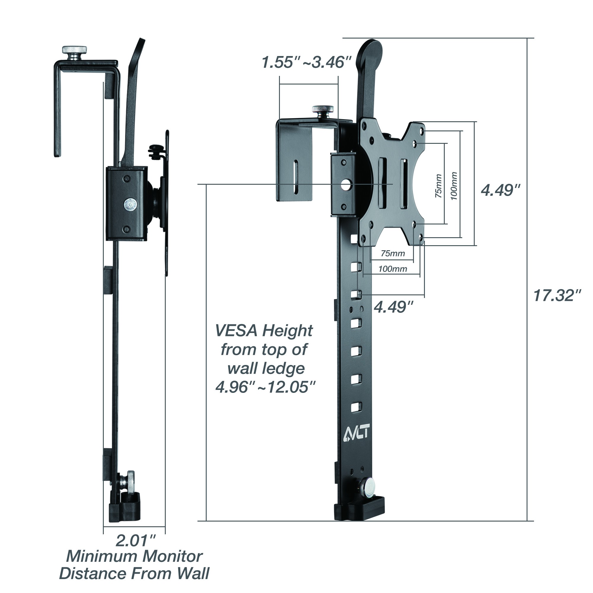 AVLT Office Cubicle VESA Monitor Mount Hanger for 17 to 32 Inch Screen