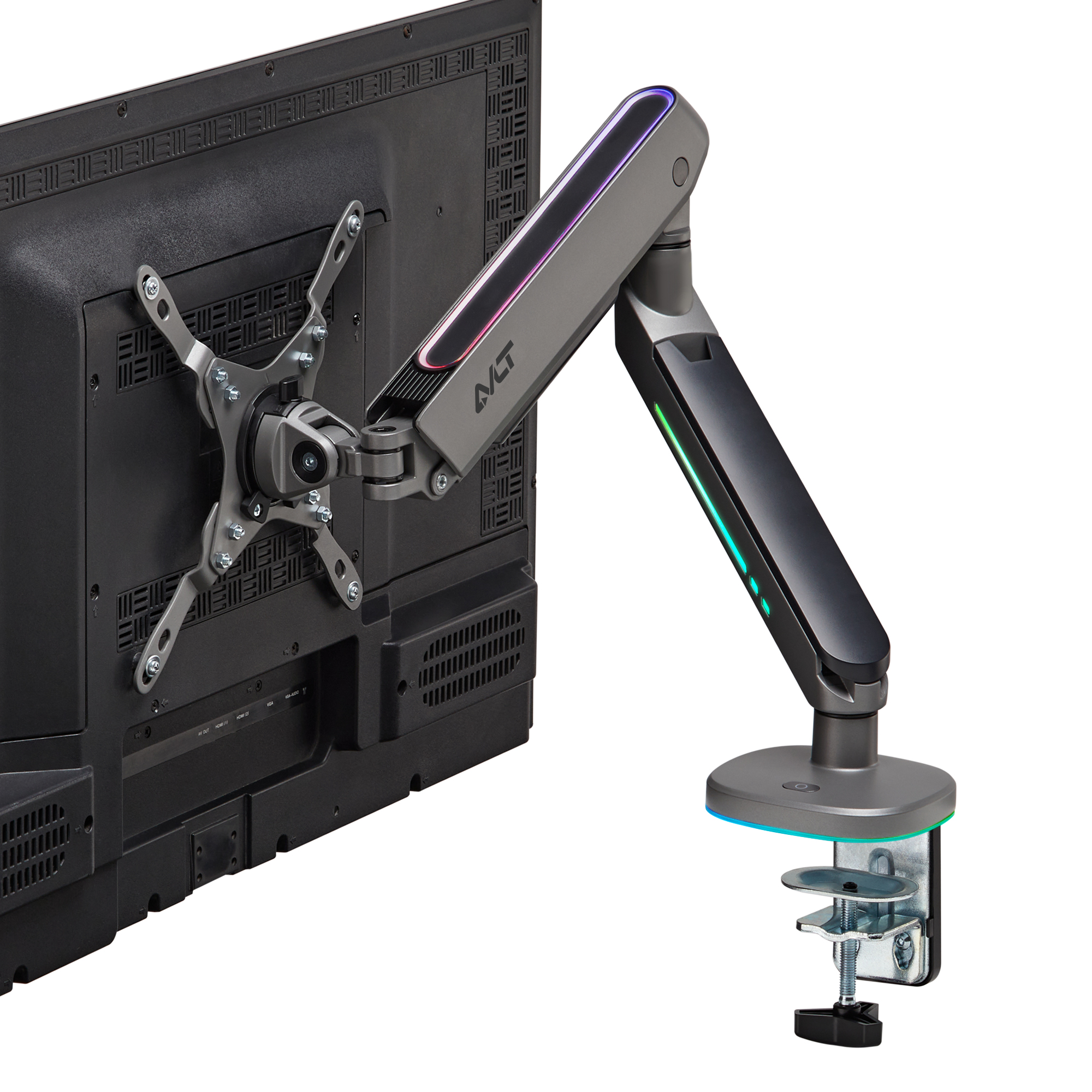 AVLT Single 27”-45” RGB Gaming Monitor Arm Desk Mount